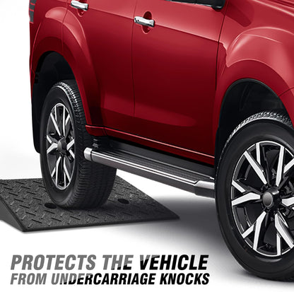 DNA MOTORING 2pcs 5.3" Rise Rubber Curb Ramp Heavy Duty Loading Driveway Ramp Threshold Ramp 19.5 in L x 13.6 in W x 5.3 in H for Loading Dock, Warehouse, Wheelchair, Motorcycles, Cars, TOOLS-00646