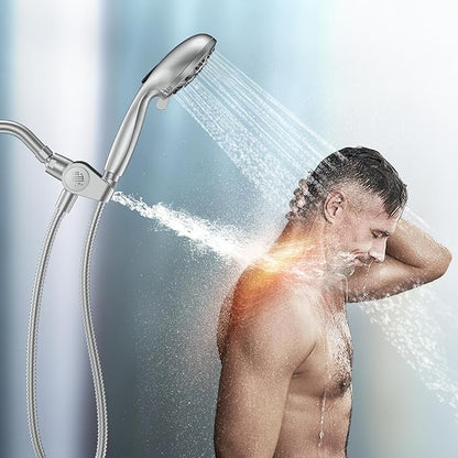 MakeFit Filtered Shower Head with Handheld Combo - Dual 2-in-1 Spa System with Massage Shower and 10 Modes Hand Held Shower High Pressure with Built in Power Wash Mode (Chrome)