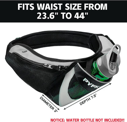 PYFK Running Belt Hydration Waist Pack with Water Bottle Holder for Men Women Waist Pouch Fanny Bag Reflective