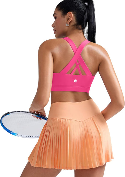 RUNNING GIRL Sports Bra for Women, Criss-Cross Back Padded Strappy Sports Bras Medium Support Yoga Bra with Removable Cups