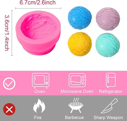 Patelai 3D Ice Cream Ball Shape Silicone Molds Cookie Pastry Mould Candle Soap Clay Mold for Wedding Cake Chocolate Dessert Pudding Mousse DIY Kitchen Baking(3 Pieces)
