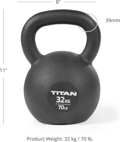 Titan Fitness Cast Iron Kettlebell, Single Piece Casting, KG and LB Markings, Full Body Workout