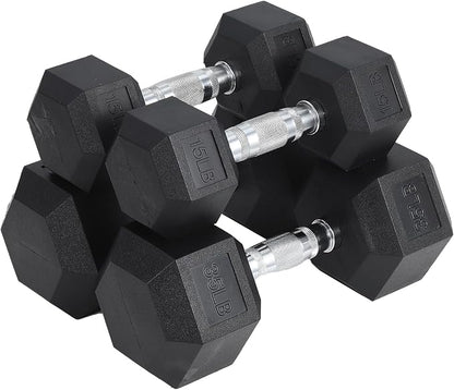 Hex Dumbbells Set for Home Gym – PVC/PEV Coated, Anti-Roll Design, Non-Slip Grip, Cast Iron Core – Versatile Strength Training Weights, 100LB Total (25LB×2+30LB×2)
