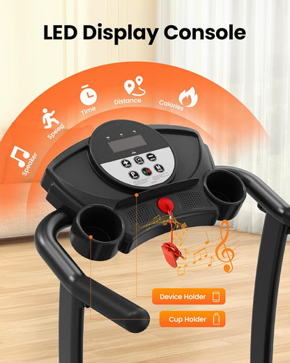 Treadmills for Home, 3.0HP Quiet Brushless Foldable Treadmill with Incline, Small Space Portable Running Walking Machine, 300 Lbs Capacity with Bluetooth APP & Pulse Monitor