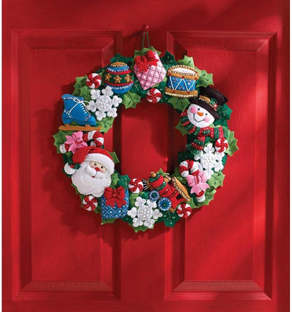 Bucilla Felt Applique Wall Hanging Wreath Kit, 15 by 15-Inch, 86363 Christmas Toys, Multicolor