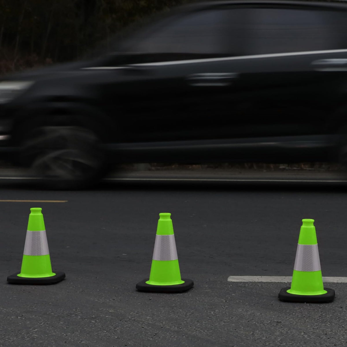 OrangeStar 8 Pack 12" Green Traffic Safety Cones, PVC Parking Construction Cones w/Reflective Collar, Heavy Duty Base for Driving Practice, Parking Lots and Roadwork