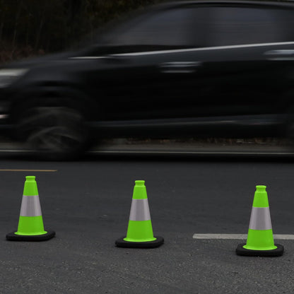 OrangeStar 8 Pack 12" Green Traffic Safety Cones, PVC Parking Construction Cones w/Reflective Collar, Heavy Duty Base for Driving Practice, Parking Lots and Roadwork