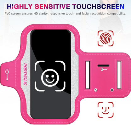 PORTHOLIC 2025 Running Armband Water Resistant Sports Phone Holder Case with Extension Strap, Key Card Slot Up to 6.9" Phone for iPhone 17/16/15/14/13 Plus Air Pro Max XR/XS, Galaxy S25/24/S10