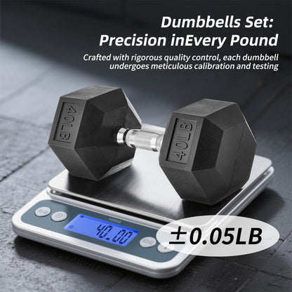 350/450/550 lbs Hex Weight Dumbbell Sets with Rack 5-50 lbs Hand Weights for Strength Training for Home Gyms Men Women Rubber Iron Rubber Coated Exercise & Fitness Muscle