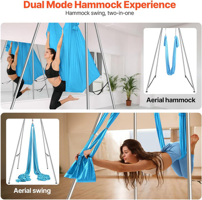 VEVOR Aerial Yoga Frame, 9.67 ft Height Swing Stand, Max 551.15 lbs Load Chrome-Plated Steel Pipe Inversion Yoga Rig for Indoor Outdoor Use