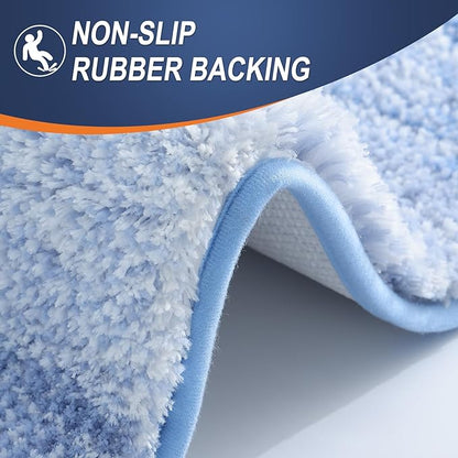 OLANLY Bathroom Runner Rugs Mat 47x17, Extra Soft Absorbent Microfiber Bath Rugs, Rubber Backing, Quick Dry, Washable Long Bath Mats for Bathroom, Tub and Shower, Home Decor Accessories, Light Blue