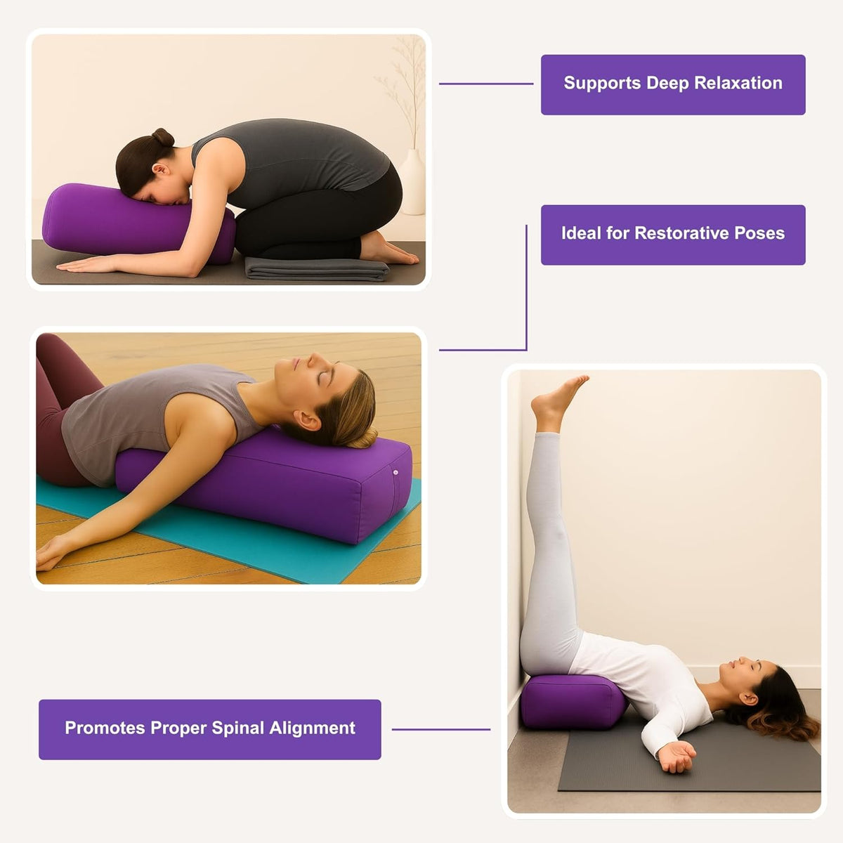 Rectangular Cotton Yoga Bolster, Yoga Pillow, Yoga Cushion, Yin yoga Bolster, Iyengar yoga bolster
