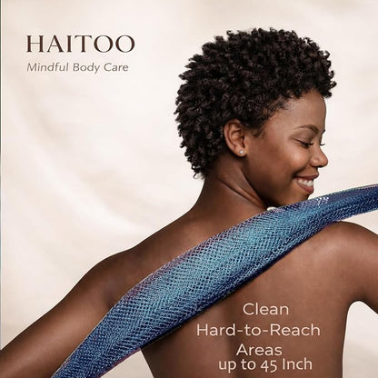 African Net Sponge Authentic, 4 Pieces African Exfoliating Net Sponge Body Back Scrubber Exfoliating Washcloth for Shower Bath for All Types (Black+Olive Green+Pink+Champagne Gold, 4 Pcs)