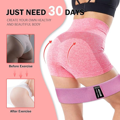 KANGFITER Long and Short 6 Fabric Resistance Bands Set with Door Anchor | Non-Slip Stretch Booty Bands for Working Out Women & Men, Loop Exercise Elastic Bands for Home Physical Therapy Yoga Pilates