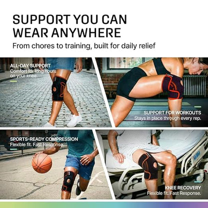 Modvel Knee Brace with Side Stabilizers & Patella Gel Pads for Pain Relief and Joint Support Breathable, Non-Slip Compression Sleeve for Men & Women, Arthritis, Meniscus, ACL Recovery