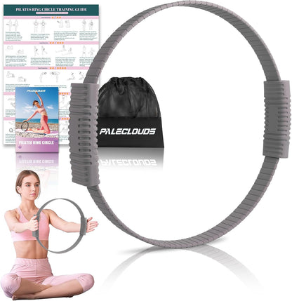 Pilates Ring, 13.5"/12" Silicone Magic Circle with Training Poster & Portable Bag, Pilates Ring Circle for Inner Thigh Workout, Yoga, Lose Weight & Physical Therapy for Women