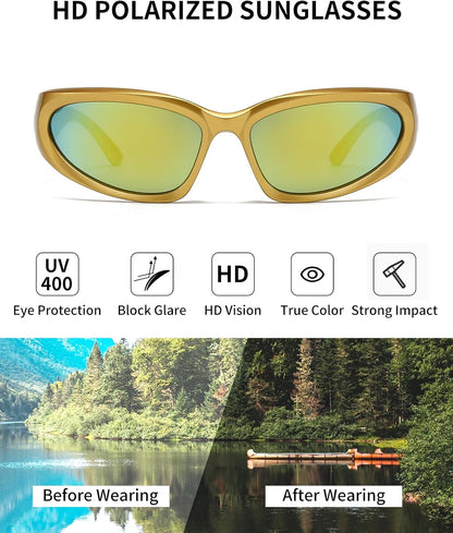 SOAR&EAGLE Y2K 3Pack Polarized sunglasses Wrap Around Men's Women's sunglasses Fashion Sport Shades Sun Glasses