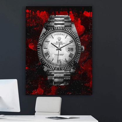 Luxury Watch Canvas Print Office Wall Decor Modern Art Pop Culture Decoration Inspiration Clock Timer Prints Framed Arts Walls Furniture (24" x 18")