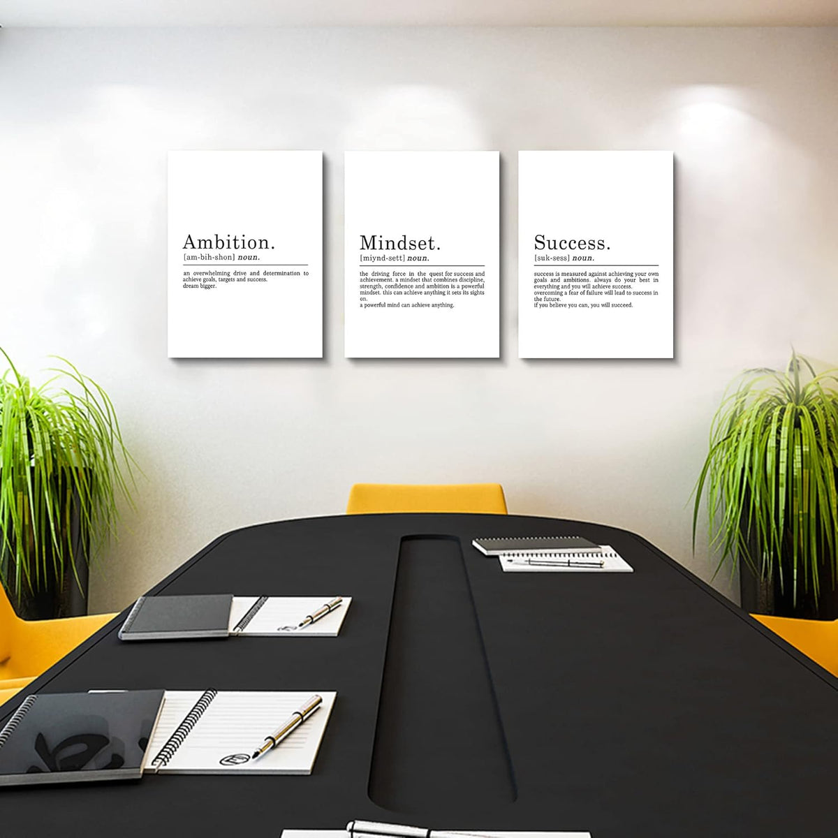 Inspirational Canvas Painting Wall Art -EPHANY ART - Mindset Quotes Prints, Ambition Letters Poster, Motivational Wall Art, Success Framed Entrepreneur Poster, Positive Quotes Wall Poster for Home Office Workplace (L-3pcs,12x16inchx3pcs)