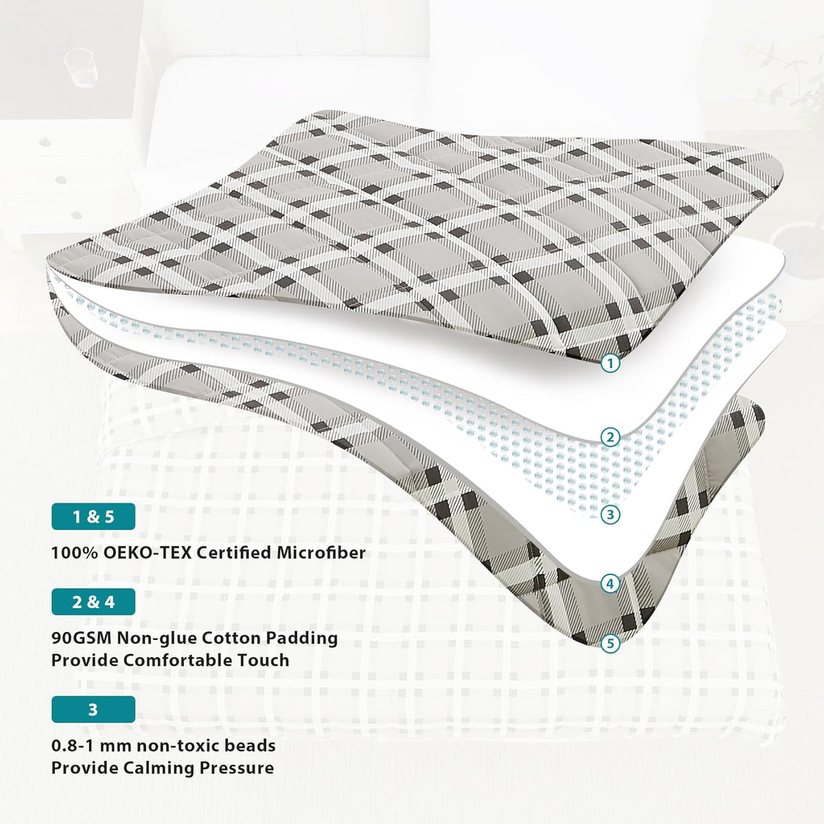L'AGRATY Weighted Blanket - 48"x72" 20lbs Cooling Breathable Heavy Blanket Microfiber Material with Glass Beads Big Blanket for Adult All-Season Summer Fall Winter Soft Thick Comfort Blanket