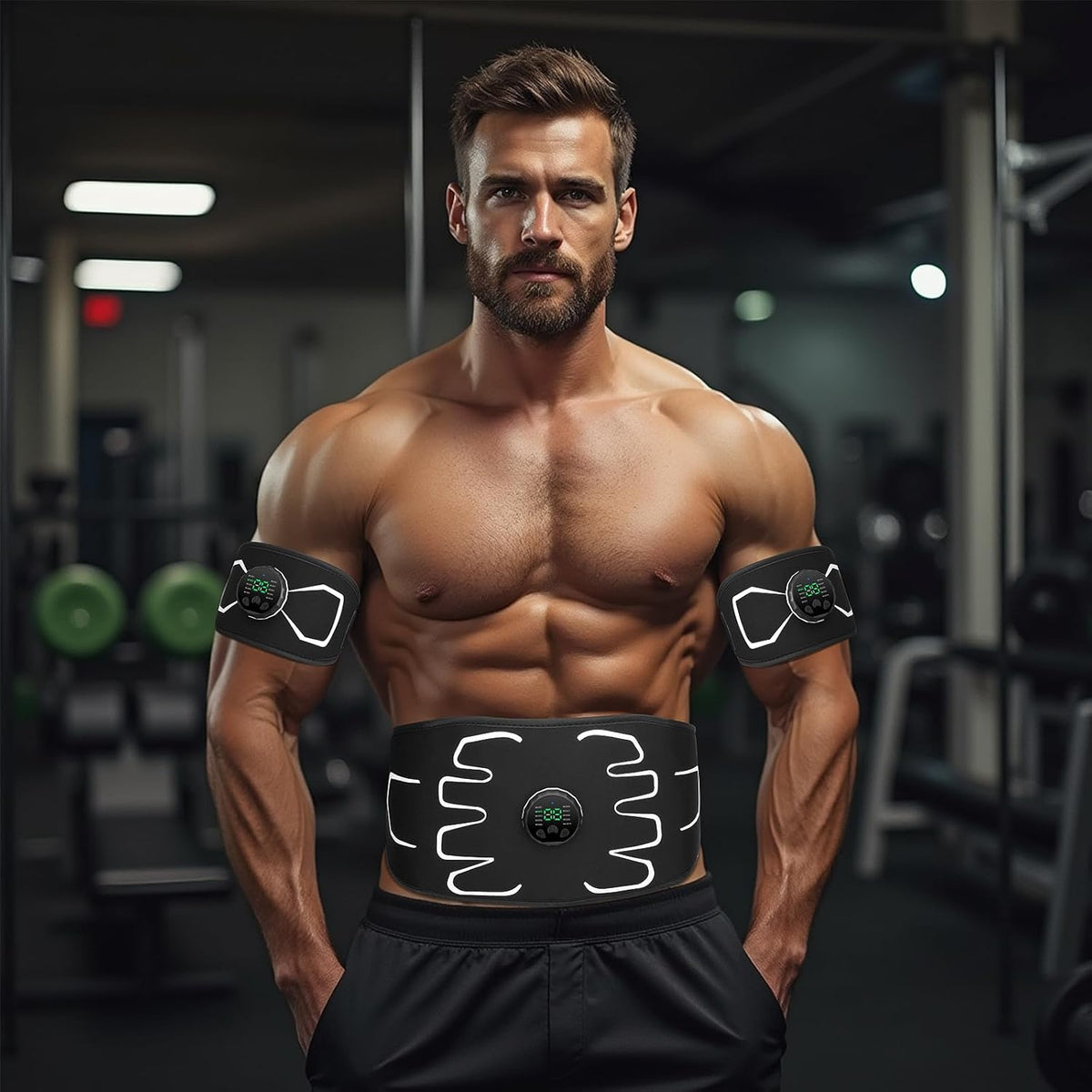 Electronic Muscle Stimulator - Portable Powered Ab Stimulator Muscle Toner for Muscle Conditioning,EMS Ab Machine,Fitness Strength Training Workout Equipment for Men and Women