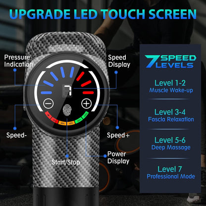 TOLOCO Massage Gun, Deep Tissue Back Massage for Athletes for Pain Relief, Percussion Massager with 10 Massages Heads & Silent Brushless Motor, Carbon