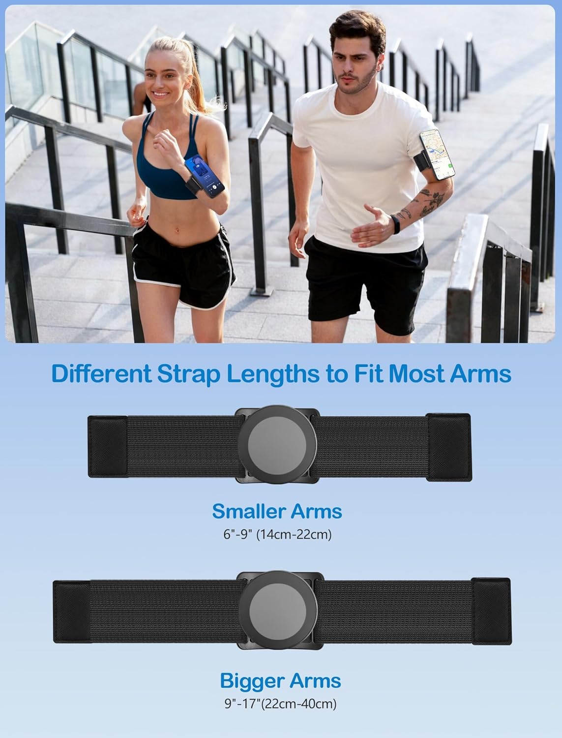 TOPGO [2 Generation Upgrad] Running Phone Holder for iPhone [360° Rotatable & Built-in Retractable Rope] Magnetic Wrist Phone Holder, Magsafe Armband for iPhone 17 Pro and Android (Black, 2 Straps)
