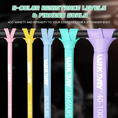 Resistance Bands, Pull Up Bands, Workout Bands for Exercise, Thick Heavy Resistance Band Set with Door Anchor, Elastic Bands for Body Stretching, Crossfit Training at Home/Gym Men & Women Women