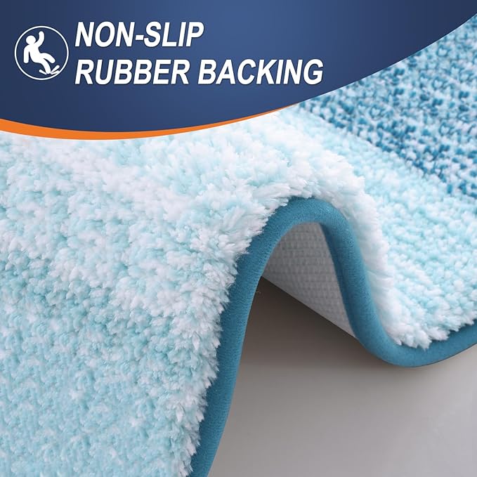 OLANLY Bathroom Rugs Mat 30x20, Extra Soft Absorbent Microfiber Bath Rugs, Rubber Backing, Quick Dry, Washable Bath Mats for Bathroom Floor, Tub and Shower, Home Decor Accessories, Peacock Blue