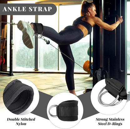 Barbell Pad Set,10 Pcs Barbell Pads for Hip Thrust Squat & Lunges Support,with 2 Workout Ankle Straps, 2 Gym Straps Weight Lifting, 2 Gym Gloves, Resistance Band, Olympic Bar Pad,Carry Bag