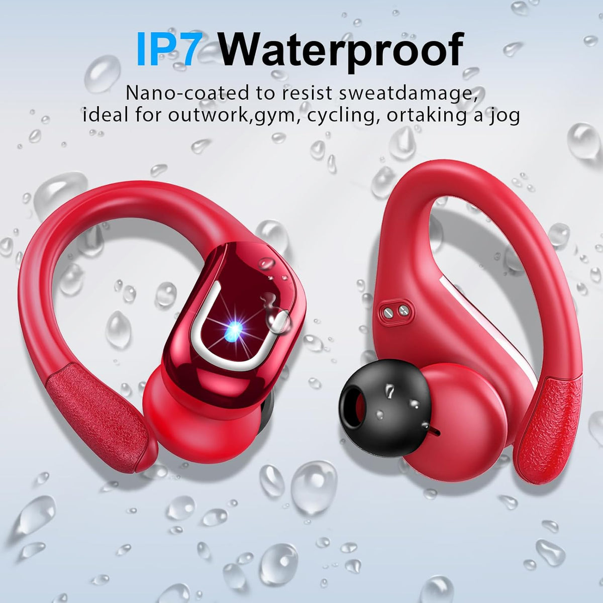 Wireless Earbuds Sport Bluetooth Headphones 5.4, 2025 Bluetooth Earbuds 75Hrs Stereo, 4 HD Mic, Over-Ear Buds with Earhooks ENC Noise Canceling Earphones, IP7 Waterproof Headset for Workout/Running