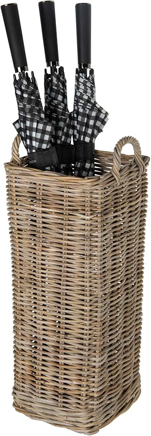KOUBOO Kobo Square Umbrella Stand with Metal Water Catch, Gray Storage Basket Grey