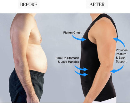 Insta Slim -Made in USA- Compression Tank-Top Shapewear for Men. Tummy Control Slimming Body-Shaper for Belly & Back Support