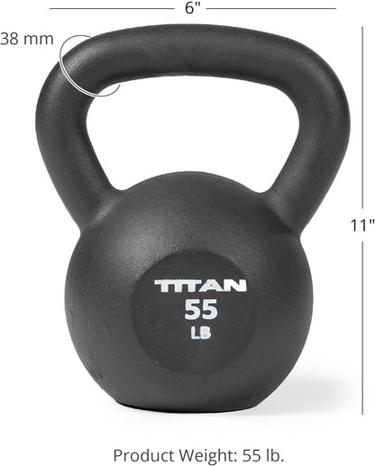 Titan Fitness 55 LB Cast Iron Kettlebell, Single Piece Casting, LB Markings, Full Body Workout