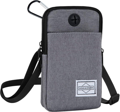 Cell Phone Purse Waist Pack Bag Travel Crossbody Bag Wristband Sport Armband Wallet with Removable Shoulder Strap (Light Grey)