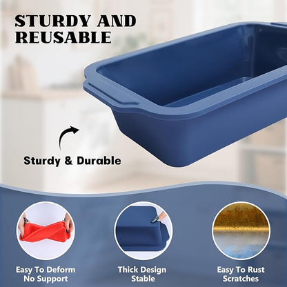 Bread Pan for Homemade Bread：9.5 x 5 Inch Silicone Loaf Pan for Baking with Metal Frame - Nonstick Banana Loaf Tin Tray for Sandwich Sourdough Pumpkin Sour Dough - for Oven Kitchen Home Bakers