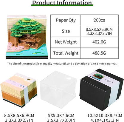 3D Time Piece Calendar, 2027 Desk Calendar With LED Light, 3d Tree Memo Pad Creative Desk Calendar, Christmas Gift for Colleague Friend, Desktop Decoration