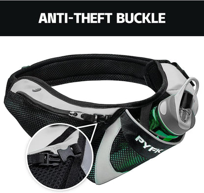 PYFK Running Belt Hydration Waist Pack with Water Bottle Holder for Men Women Waist Pouch Fanny Bag Reflective