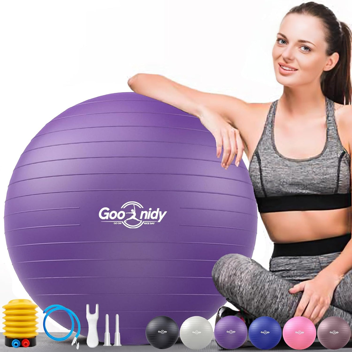 Soft Exercise ball, Anti-Burst Yoga Ball Chair Supports 2200lbs, Workout Equipment w/ Pump for Pregnancy Medicine Birthing Physical Therapy Stability Excersing Birth Swiss Fitness Gym Physio Labor Abs