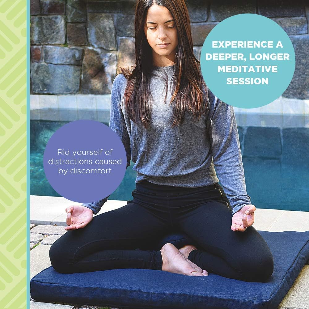 BEAN PRODUCTS MEDITATION CUSHION - Zabuton Meditation Pillows for Sitting on Floor, Yoga Cushion, Cotton Yoga Pillow, Zen Kneeling Prayer Pad- MADE IN USA - Standard 24x24x2, BURGUNDY
