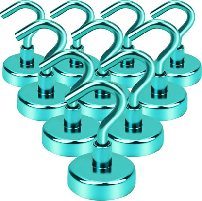 DIYMAG Magnetic Hooks, 30Lbs Strong Heavy Duty Cruise Magnet S-Hook for Classroom, Fridge, Hanging, Cabins, Grill, Kitchen, Garage, Workplace and Office Etc, (10 Pack-Green)