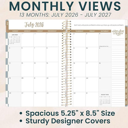 bloom daily planners 2026-2027 Planner - Academic Year (July 2026 - July 2027) Monthly & Weekly Soft Cover Planner for Women - 13 Month Calendar Agenda Book with Stickers - 5.5" x 8.25" - Checkered