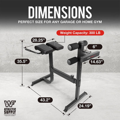 CAPHAUS Adjustable Hyperextension 90 Degree Strength Roman Chair with Handle, Ab Bench Multi-Functional Weight Bench, Muscle Strength Training Fitness Back Machines for Full Body Workout
