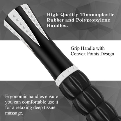 Muscle Roller Massage Roller Stick for Athletes, Help Reducing Muscle Soreness Cramping Tightness Leg Arms Back Calves Muscle Massager（Black White - 18 inch）