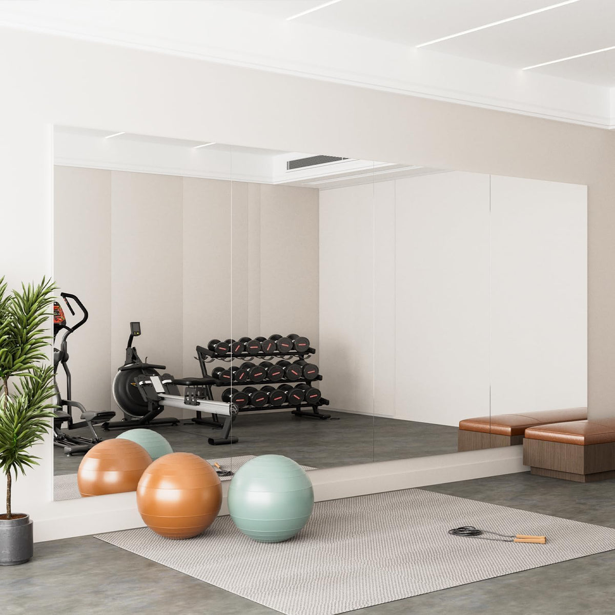 2PCS 75" X 47" Gym Mirror - Full Length Wall Mirror for Gyms, Dance Studios, Home and Yoga - Easy Installation, Ultra Light Shatterproof Nano Miorror Reduces 60% Commercial Insurance Costs, 5LB Each
