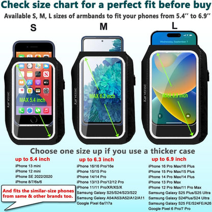 Arm Band for Phone for Running, Phone Holder for Running for iPhone & Samsung Galaxy, Cell Phone Armband Holder for Walking, Gym, Workout, w/Adjustable Strap & Zipper Pocket (Black-S)
