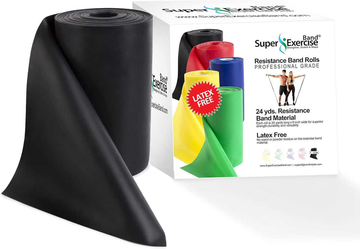 Resistance Band for Working Out - 8,16,24 Yard Resistance Bands Bulk Rolls - 10 Strengths in Light Medium and Heavy Exercise Bands - Latex Free Workout Bands Including iPhone App and e-Book