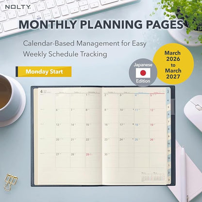 NOLTY Access A5-3 Weekly Planner 2026, April Start, Japanese Edition, Pink, 2026-9688