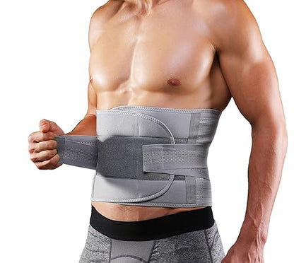 Back Brace for Lower Back Pain Men Women, Back Support Brace & Elastic Supports Belly Band Stomach Wrap Waist Belt Waist Trainer, Waist Brace Waist Trainer for Men Sciatica Pain Relief (Gray, Large)