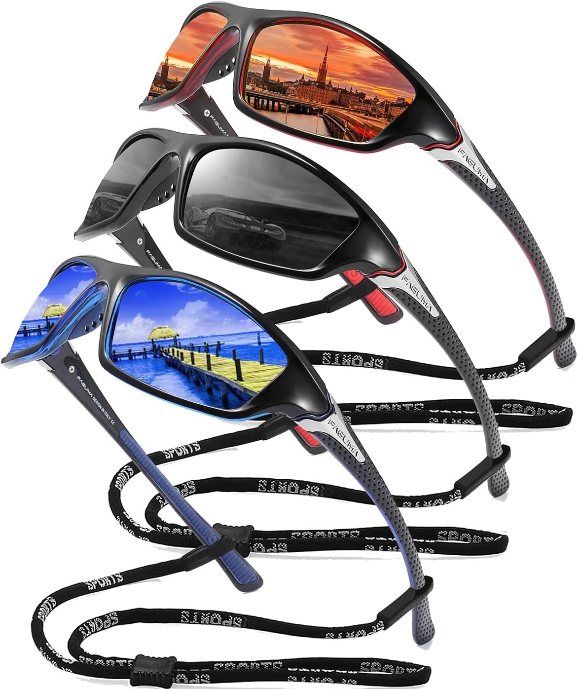 FAGUMA Sports Polarized Sunglasses For Men Cycling Driving Fishing UV400 Protection
